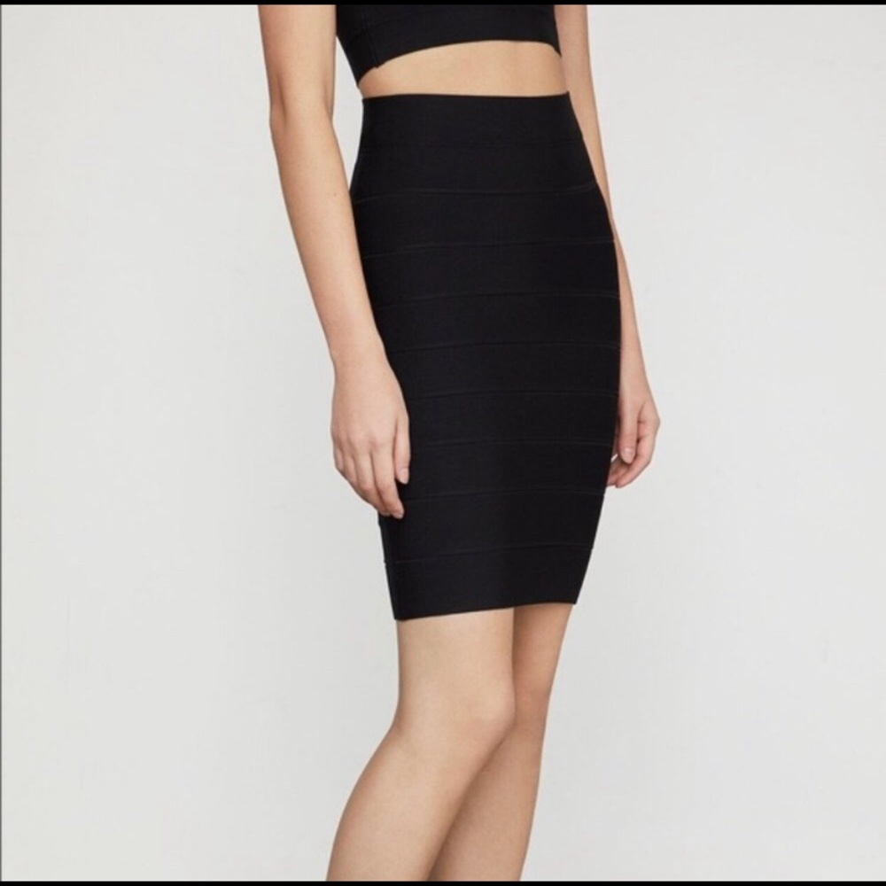 BCBGMAXAZRIA Black Bodycon Bandage Skirt Size L